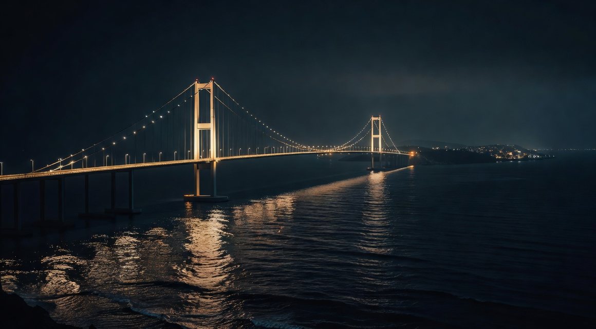 야간 해상 교량 이미지 — 여수 지역 안내