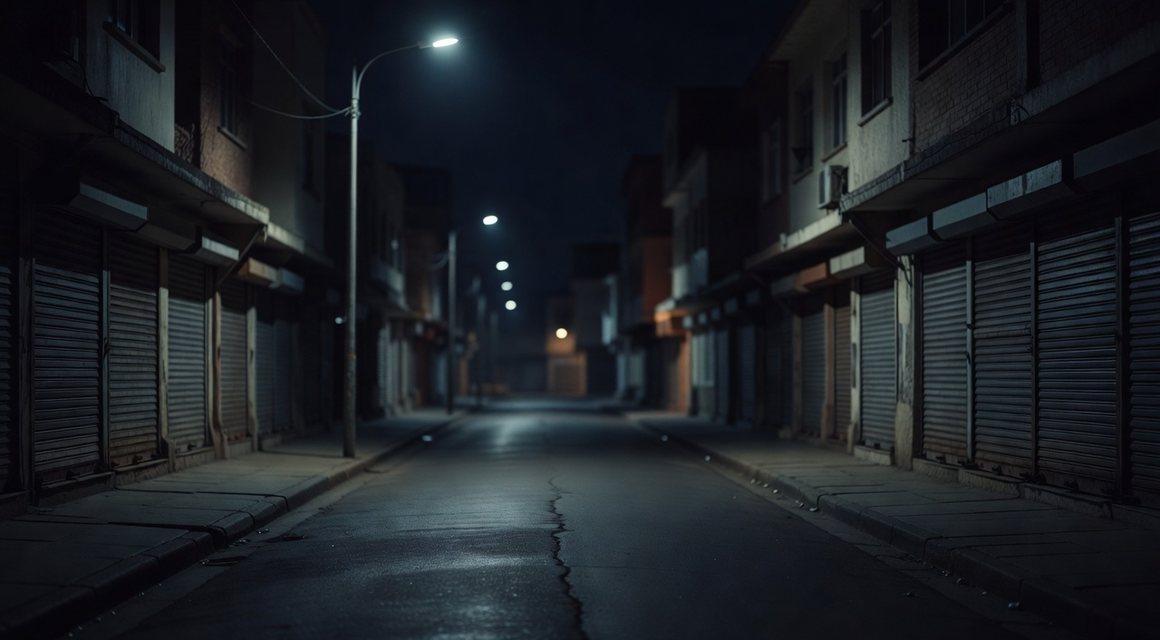 평일 심야의 한산한 거리 이미지 — 여수 주말 혼잡 안내